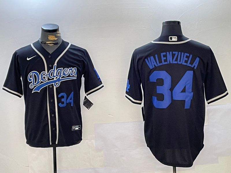 Men Los Angeles Dodgers #34 Valenzuela Black Game 2024 Nike MLB Jersey style 11203